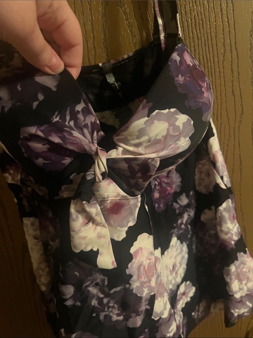 torrid Black Tankini Top with Purple and White Floral Print - Picture 2 of 4